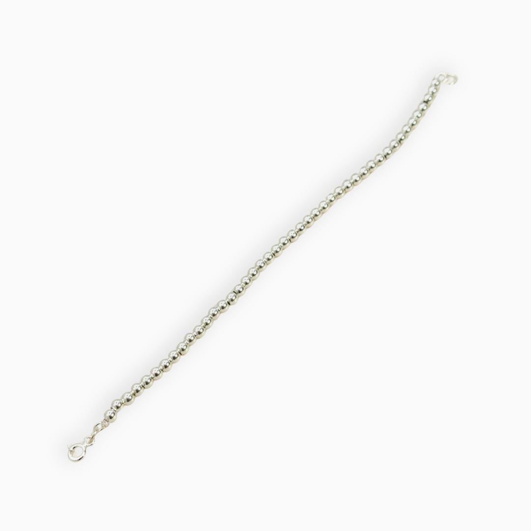Pulsera de esferas de plata | Brazalete de esferas de plata de 18.5 cm de largo Calvario Joyas