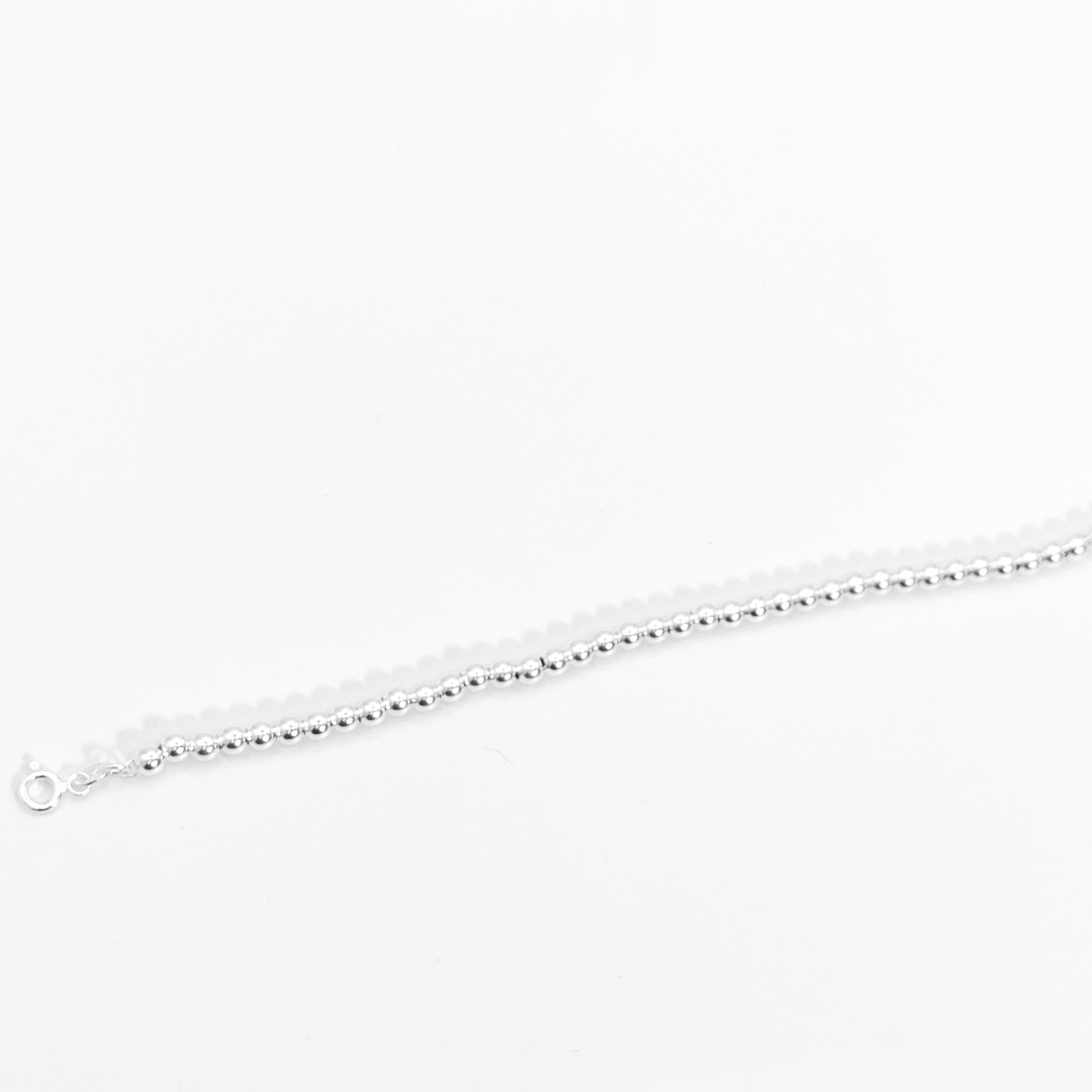Pulsera de esferas de plata | Brazalete de esferas de plata de 18.5 cm de largo Calvario Joyas