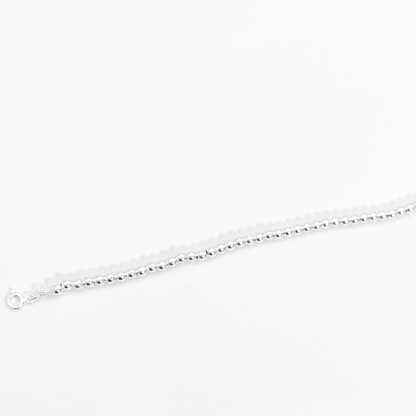Pulsera de esferas de plata | Brazalete de esferas de plata de 18.5 cm de largo Calvario Joyas