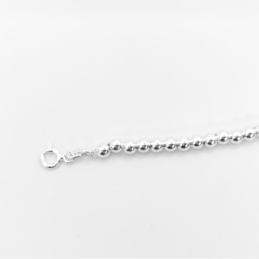 Pulsera de esferas de plata | Brazalete de esferas de plata de 18.5 cm de largo Calvario Joyas
