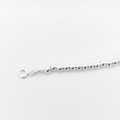 Pulsera de esferas de plata | Brazalete de esferas de plata de 18.5 cm de largo Calvario Joyas