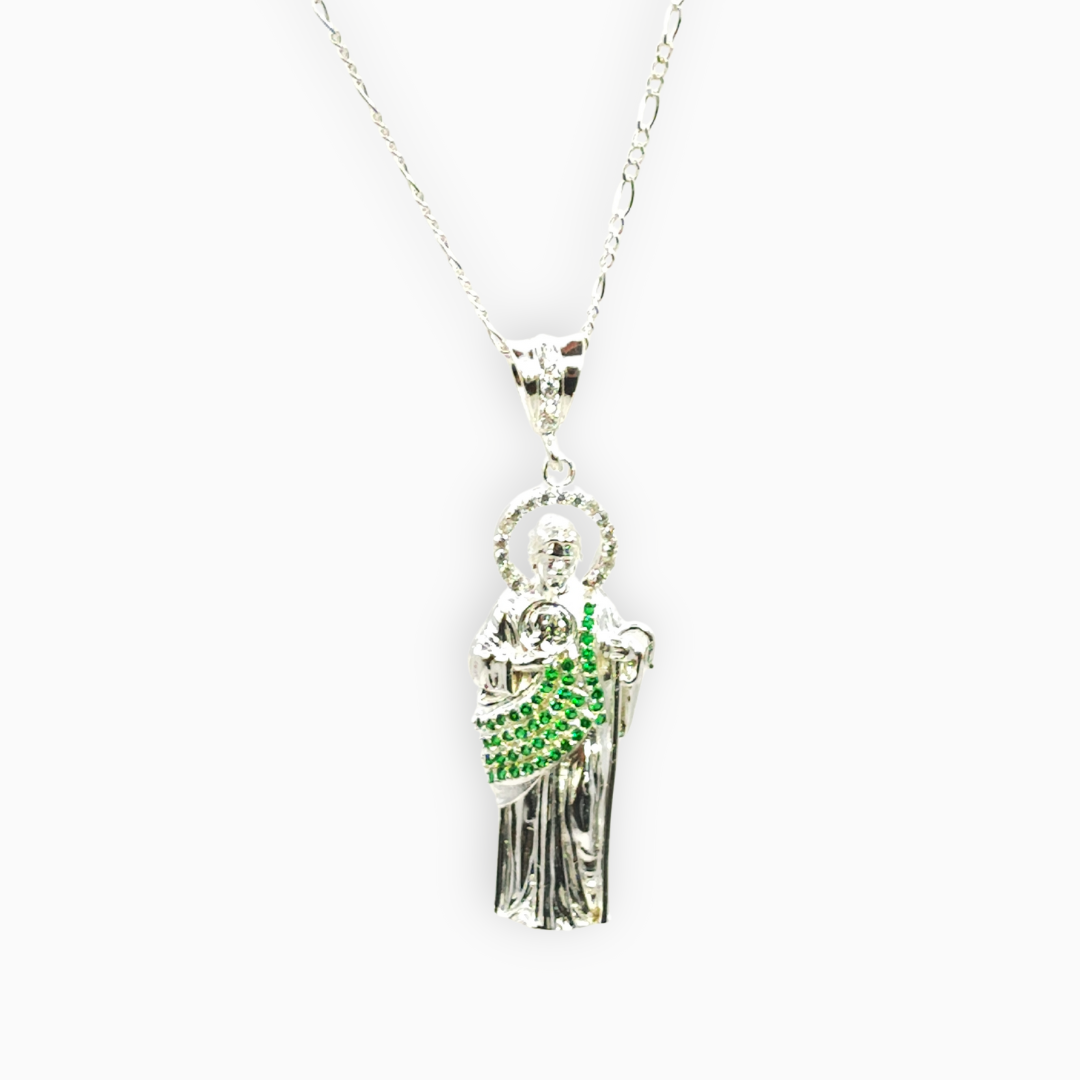 Dije de San Judas de Plata Tamaño Grande de 5cm de Alto x 2cm de Ancho Calvario Joyas