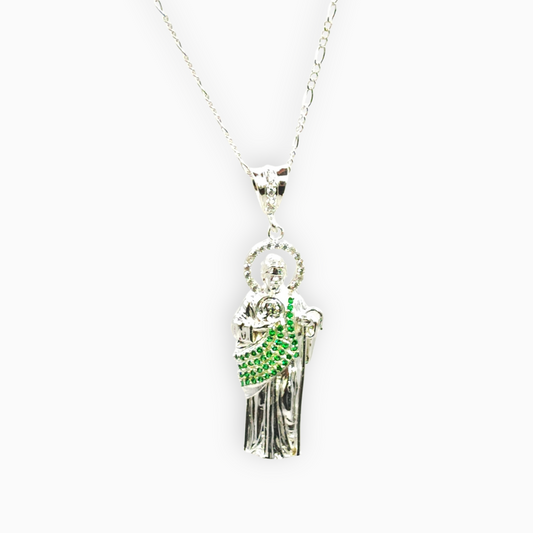 Dije de San Judas de Plata Tamaño Grande de 5cm de Alto x 2cm de Ancho Calvario Joyas