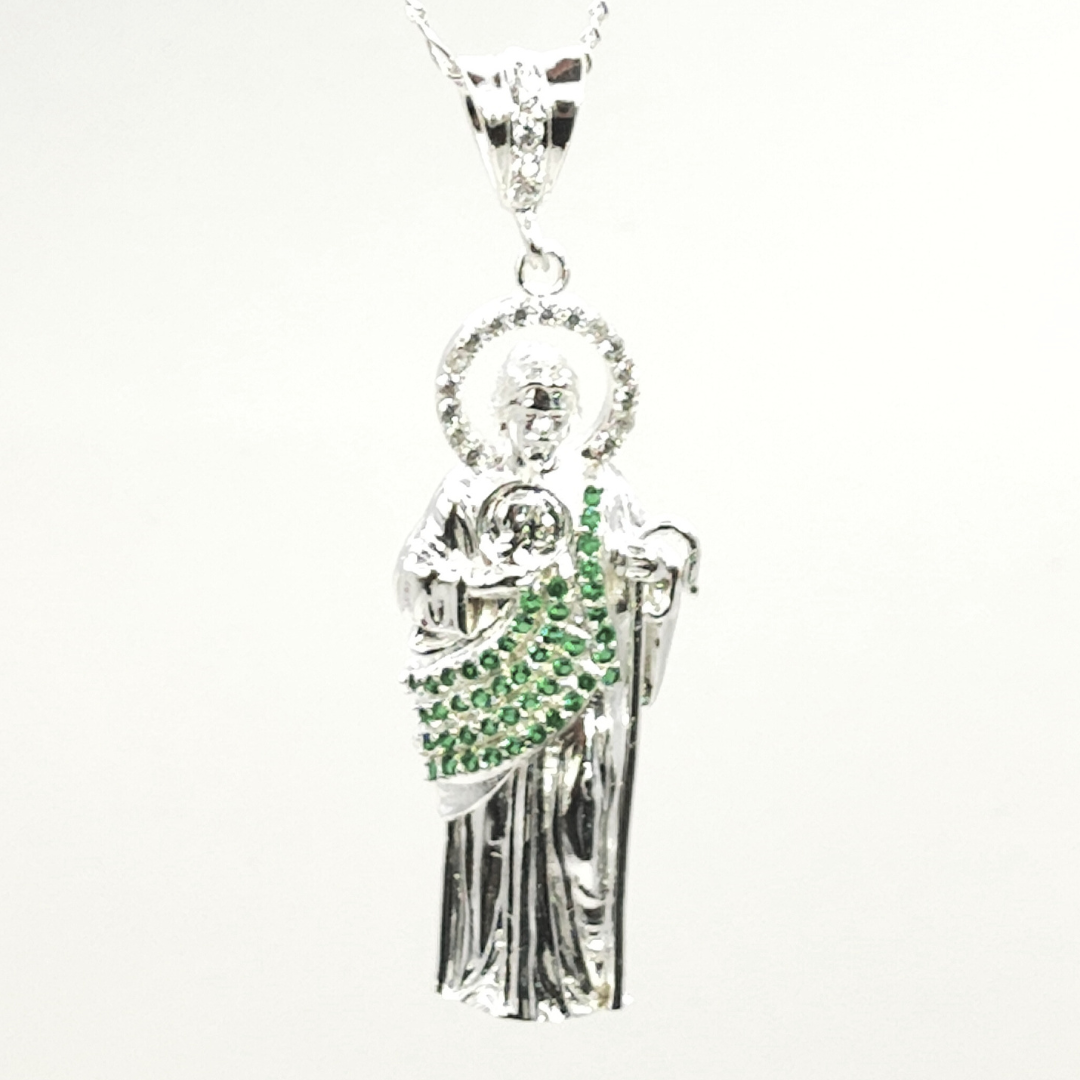 Dije de San Judas de Plata Tamaño Grande de 5cm de Alto x 2cm de Ancho Calvario Joyas