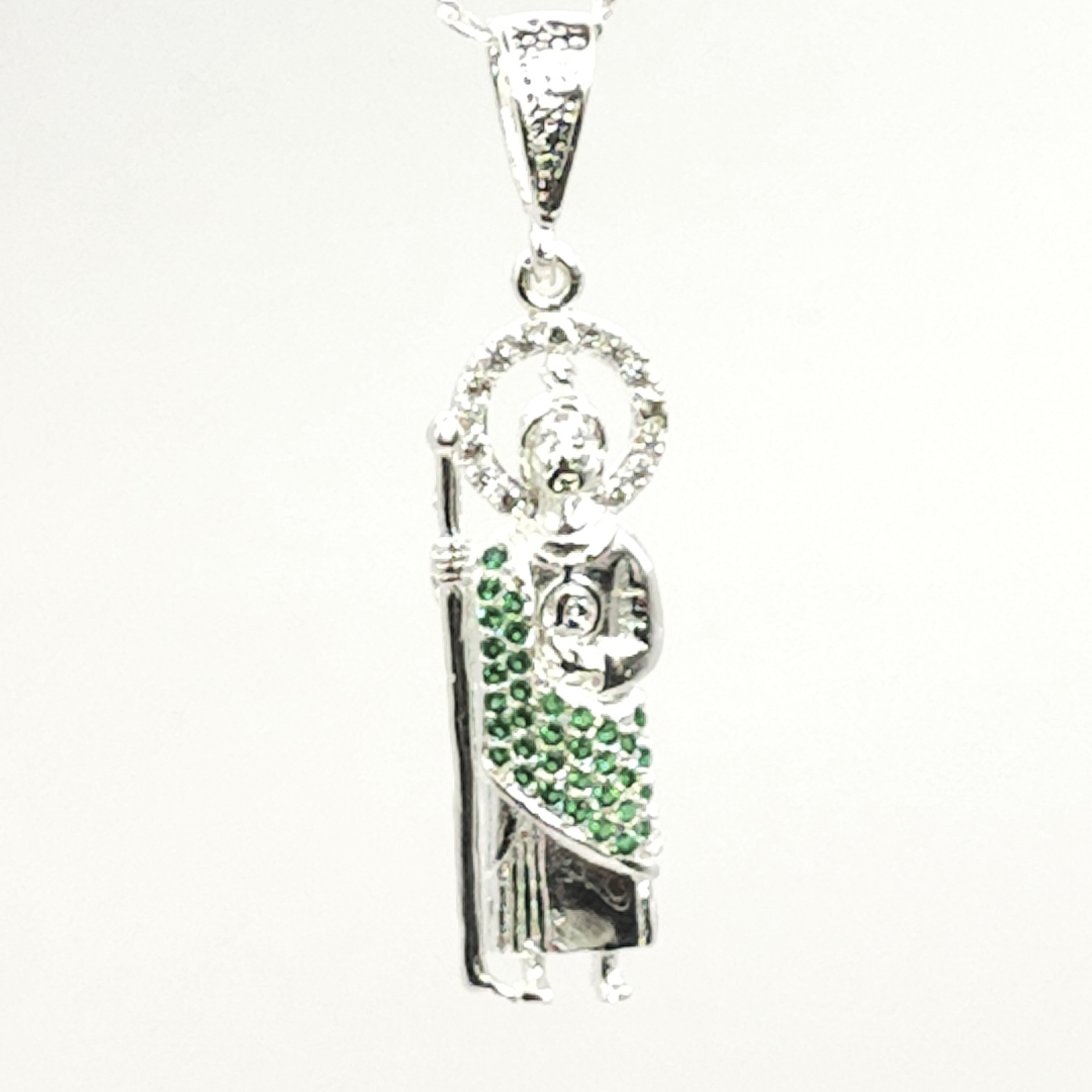 Dije de San Judas de Plata Tamaño Chico de 3.5cm de Alto x 1.2cm de Ancho Calvario Joyas