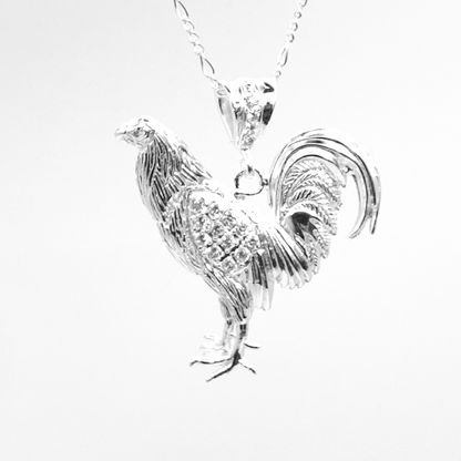 Dije de Gallo de Plata Grande de 4cm de Alto x 4.2cm de Ancho Calvario Joyas
