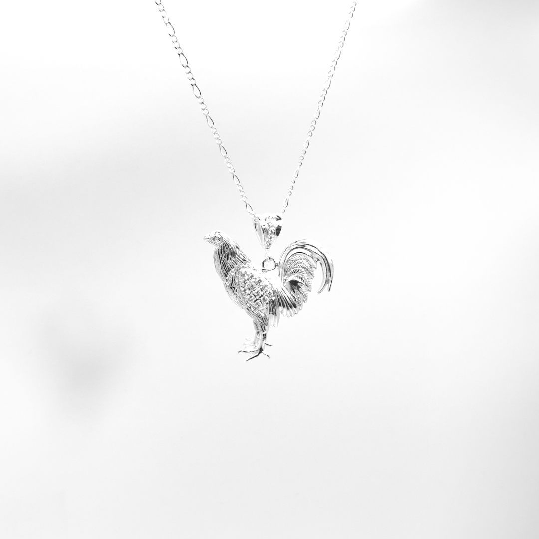 Dije de Gallo de Plata Grande de 4cm de Alto x 4.2cm de Ancho Calvario Joyas